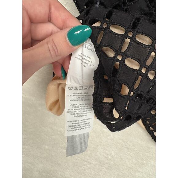 J. Crew One Shoulder Blouse Black Eyelet Nude Lined Top Women’s 4 NWT - Picture 12 of 14